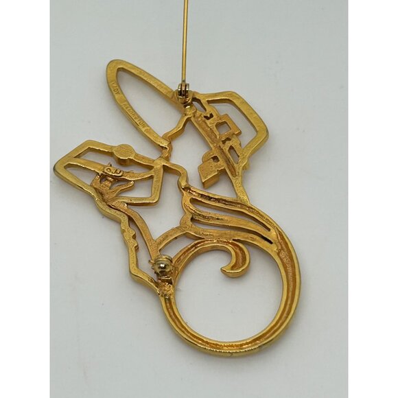 Vintage Lady Brooch Remington JJ Gold-Tone Woman With Rhinestone Accents - Picture 12 of 16